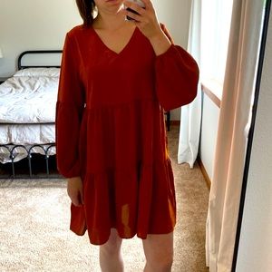 Burnt Orange ruffle dress